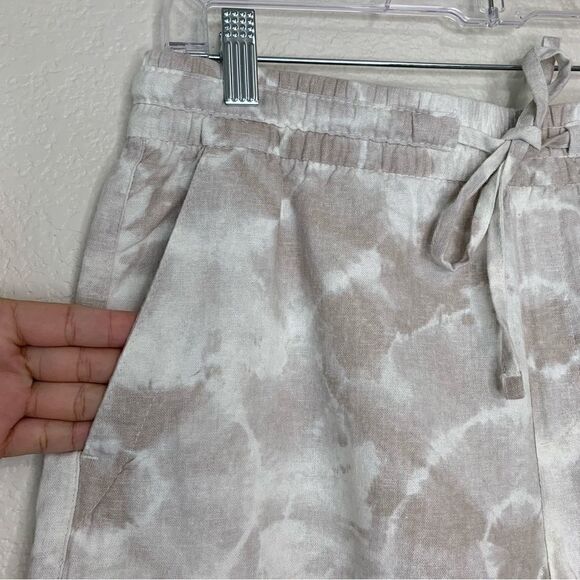 NWOT Old Navy Linen Blend High-Waisted Biege Tie Dye Shorts - Picture 4 of 11